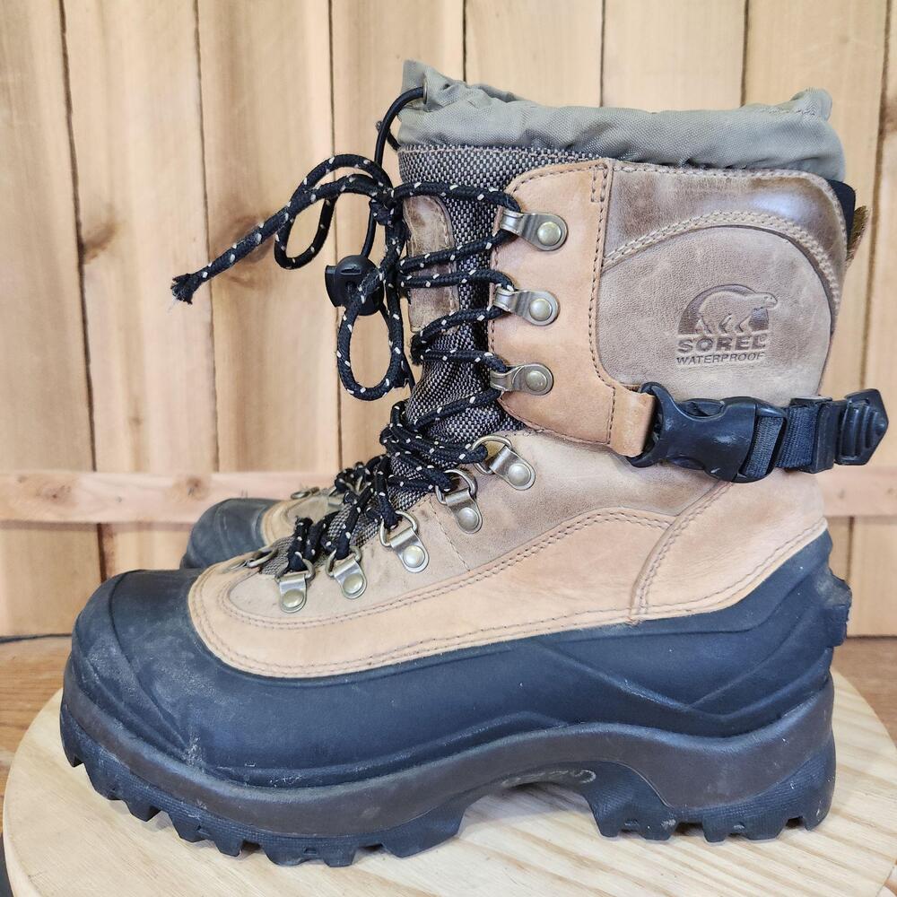 Sorel Conquest Boots Mens 9 Brown Leather Waterproof Snow Winter Insulated